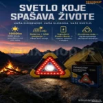 Sigurnosni LED Trougao – Solarno i USB Punjenje, 1000lm, Power Bank