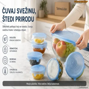 Silikonski Poklopci za Hranu – Set od 12 Rastegljivih Poklopaca