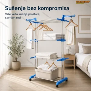 Sklopivi stalak za sušenje veša sa točkićima