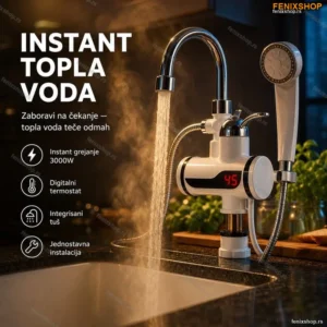 Slavina za Sudoperu sa Digitalnim Bojlerom i Tušem – Instant Topla Voda