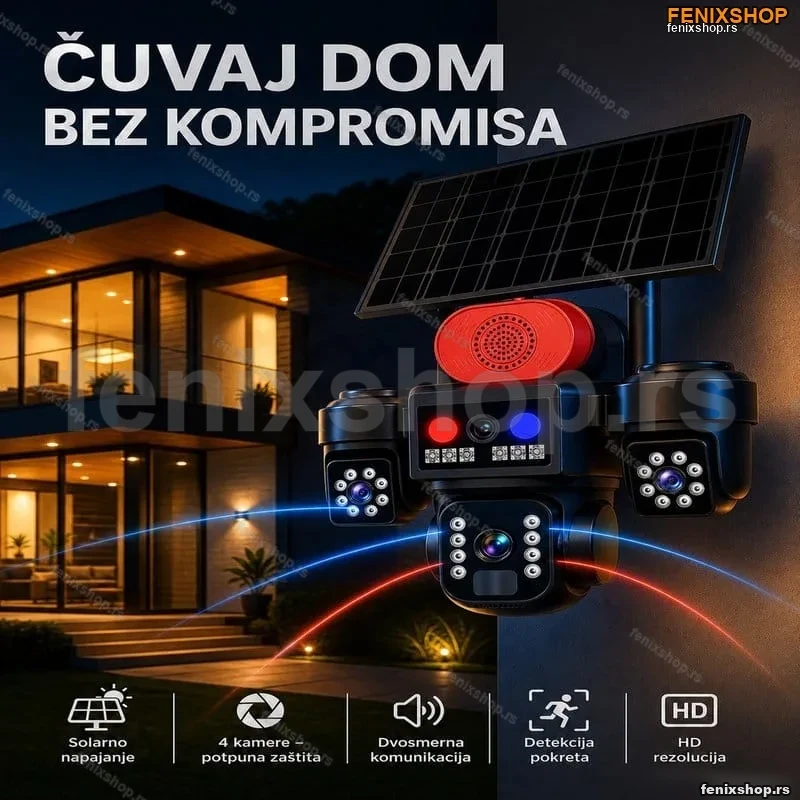Solarna PTZ Kamera sa Tri Sočiva 4G 25Mpix – Bežični Nadzor 24/7 Solarna PTZ Kamera sa Tri Sočiva 4G 25Mpix – Bežični Nadzor 24/7