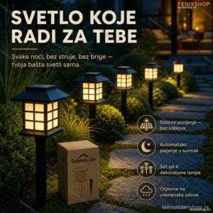 Solarne Lampe Kućice Bele – Set od 4 Komada za Baštu i Terasu