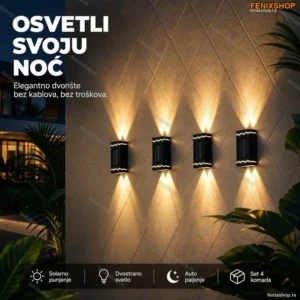 Solarne zidne lampe za dvorište – 4 komada