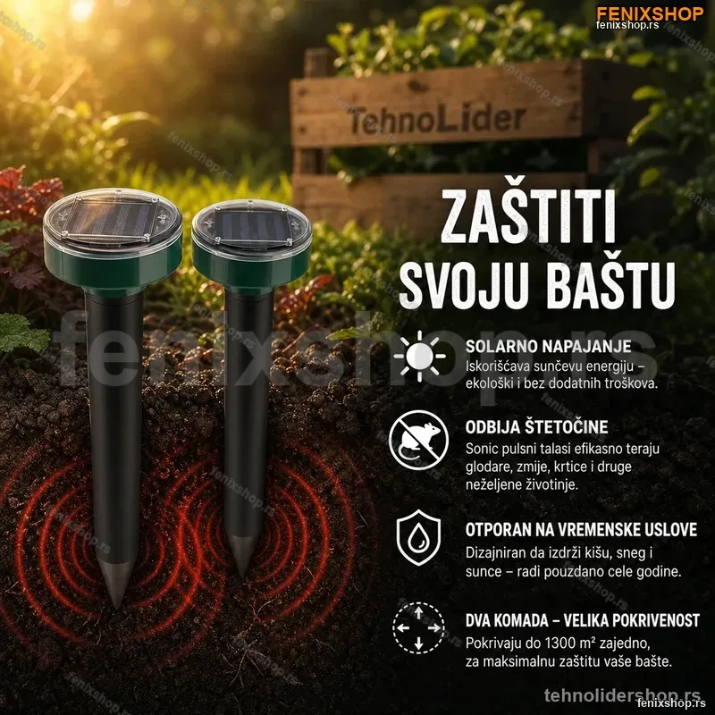 Solarni rasterivač KRTICA, ZMIJA i ostalih štetočina 2 KOMADA Solarni rasterivač KRTICA, ZMIJA i ostalih štetočina 2 KOMADA