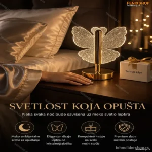 Stona Lampa Leptir – Dekorativno Svetlo za Spavaću Sobu