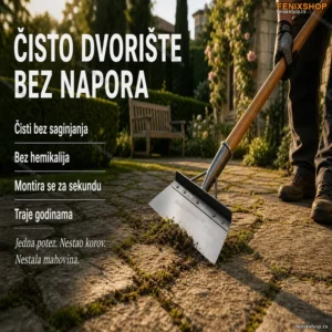 Strugač za Korov i Mahovinu – Alat za Čiste Staze i Dvorišta