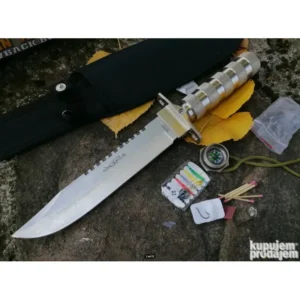 Survival nož Rambo 35 cm sa kompasom i opremom za preživljavanje