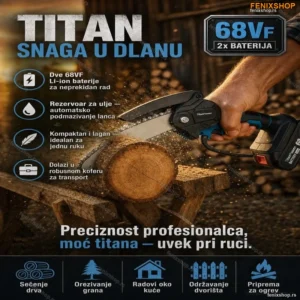TitanPower elektricna aku ručna testera sa rezervoarom za ulje sa dve baterije Veliki mac