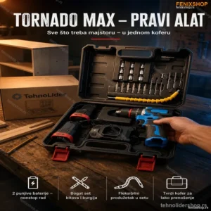 Tornado Max Aku Šrafilica Set u Koferu – Baterijski Odvijač za Dom i Majstore