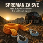 Traka za Vuču sa Čeličnim Kukama 3 Tone – Dužina 3m, Dupli Sloj