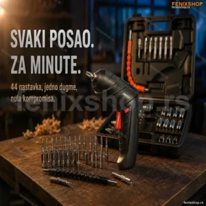 Turbofix Pro — Aku električni odvijač set sa 44 nastavka i kutijom