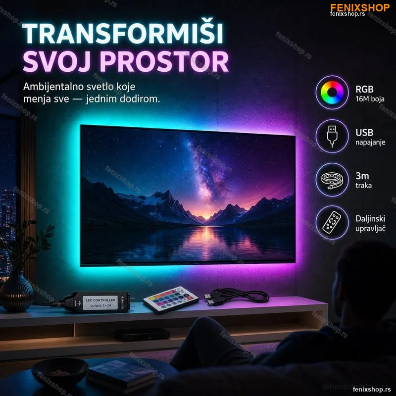 USB LED traka za TV RGB 3m USB LED traka za TV RGB 3m