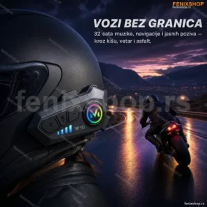 V10 Pro Intercom Bluetooth Slušalica za Kacigu — 32h Baterija, IPX6 Zaštita