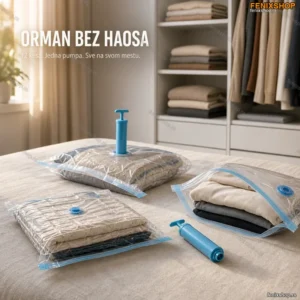 Vakuum Kese za Orman – Set od 12 Komada sa Ručnom Pumpom