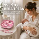 Veliki Baby Set za Negu i Higijenu Bebe sa Torbicom – Roze