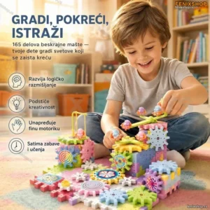 Veliki Električni Magnetni Konstruktorski Set sa Zupčanicima – 165 Delova