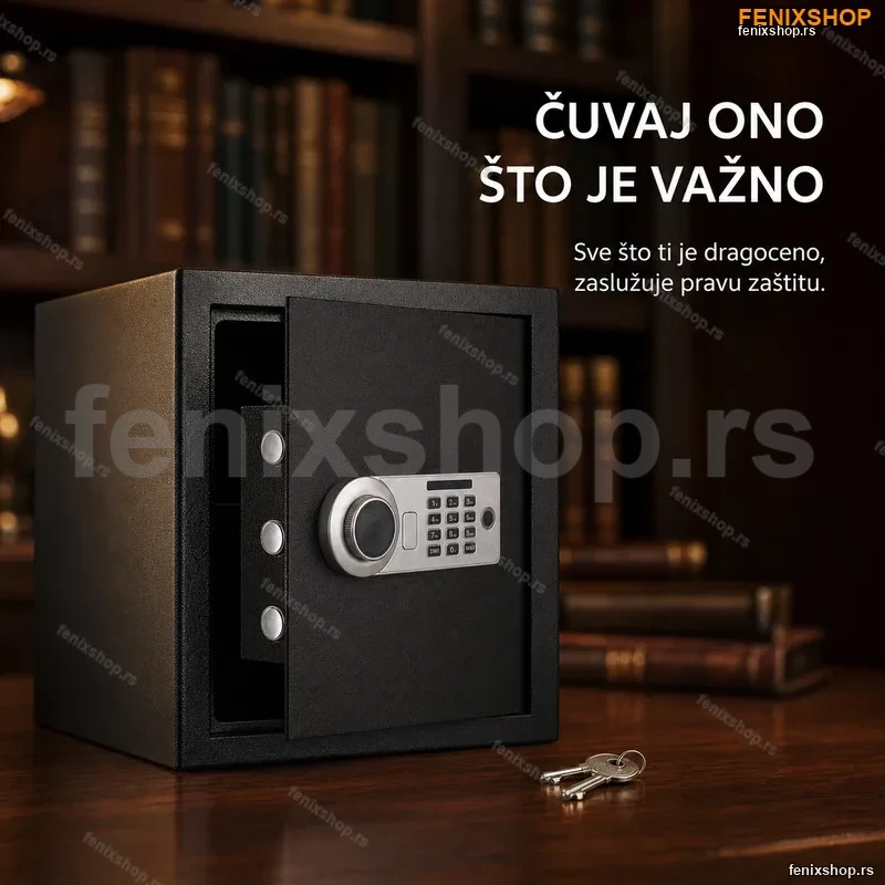 Veliki Elektronski Sef sa Šifrom i Ključevima – 41×40×44 cm Veliki Elektronski Sef sa Šifrom i Ključevima – 41×40×44 cm