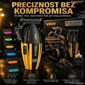 VGR V-285 Profesionalna Mašinica za Šišanje – Bežična, LED Ekran, 9000 RPM