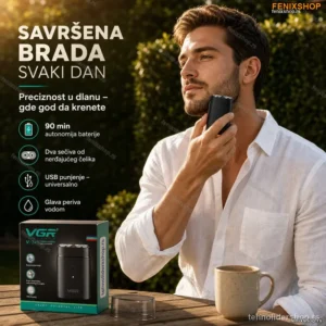VGR V-341 Električni Trimer za Bradu – USB Punjenje, 90 Min Autonomija
