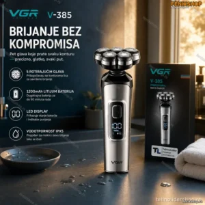 VGR V-385 5D Električni Brijač – 5 Rotirajućih Glava, IPX5, 150 min