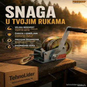 Vitlo sa Sajlom Čekrk 600lb / 270 kg – Ručno Vitlo za Dizanje i Vuču