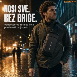 Vodootporna torbica sa zaštitnom bravom — lagana, prostrana, crna