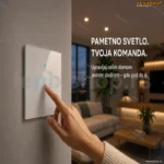 WiFi Pametni Ugradni Prekidač za Svetlo – 3 Tastera, Stakleni Panel