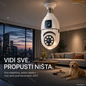 WiFi sijalica kamera sa dva objektiva — rotacija 320°, IP66, noćni mod