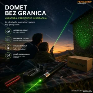 Zeleni laser sa punjivom baterijom i podesivim fokusom — domet 10 km