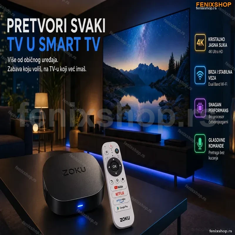ZOKU 4K Plus Google TV Box – 4K Ultra HD Streaming Uređaj ZOKU 4K Plus Google TV Box – 4K Ultra HD Streaming Uređaj