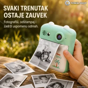 Dečji fotoaparat dinosaurus 24MP sa termalnim štampačem