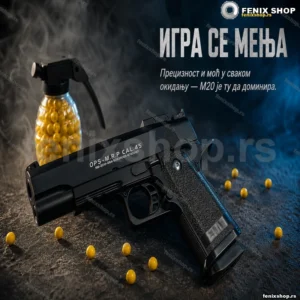 Airsoft pištolj M20 — metalno kućište, kuglice 6 mm