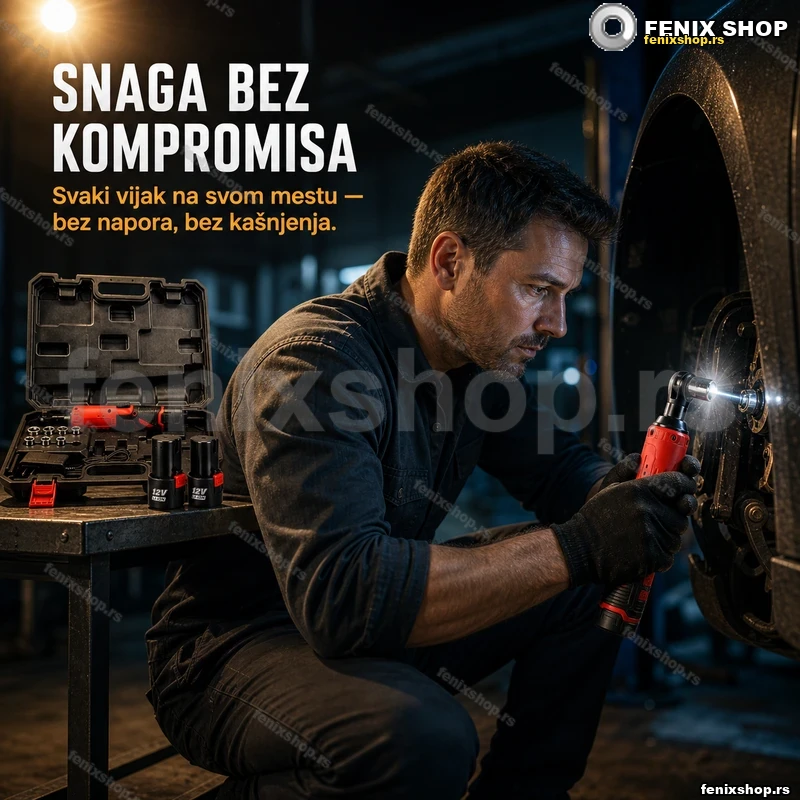 Akumulatorski ključ sa čegrtaljkom 12V — dve baterije u setu Akumulatorski ključ sa čegrtaljkom 12V — dve baterije u setu