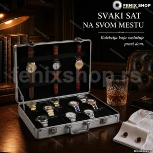 Aluminijumski kofer za satove sa 24 meka ležišta