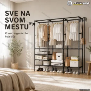 Aluminijumski štender za garderobu i obuću 173×160×36 cm