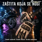 Bele kožne rukavice za motocikl sa protektorima — XL