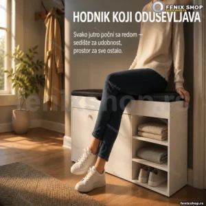 Beli cipelarnik sa tapaciranim sedištem za hodnik