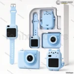 Plavi dečji fotoaparat mačka — set 3u1 sa pametnim satom