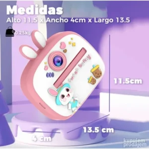 roze dečji fotoaparat sa štampačem - prednja strana