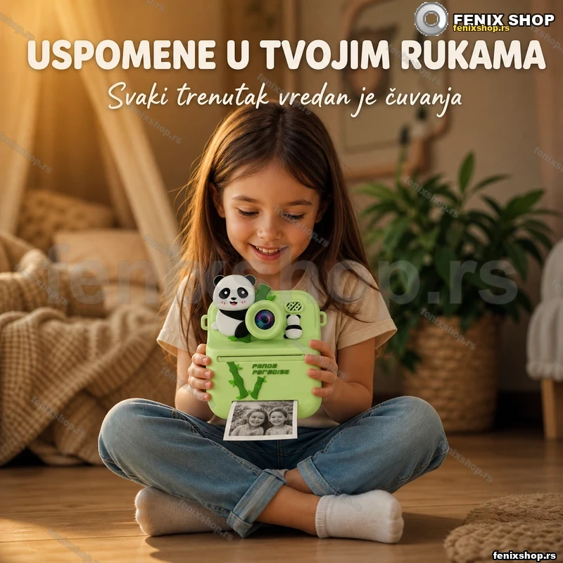 Digitalni fotoaparat sa štampom za decu — Green Panda dizajn Digitalni fotoaparat sa štampom za decu — Green Panda dizajn