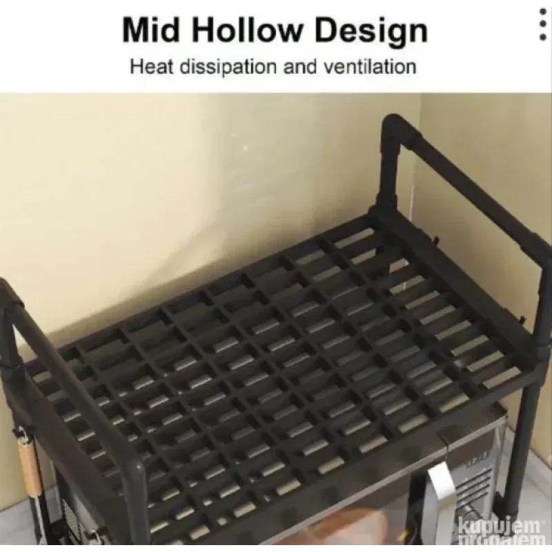 Dvonivovska polica za mikrotalasnu sa aluminijumskim okvirom polica za mikrotalasnu dva nivoa - detalji