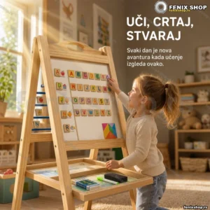 Dvostrana drvena tabla za crtanje i učenje slova