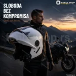 Flip-up moto kaciga sa vizirom i integrisanim naočarima – bela