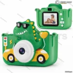 Fotoaparat za Decu Dinosaurus u Autu — Zeleni, Displej 2.0", Selfi Kamera i Igrice