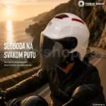 Kaciga za motor i skuter bela – foto-grej vizir