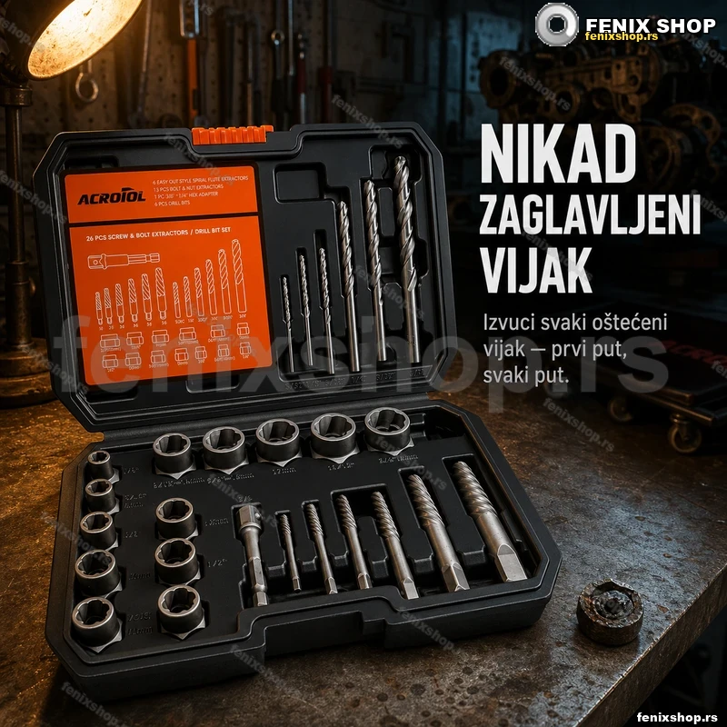 Komplet ekstraktora za vijke i matice — 48 delova Komplet ekstraktora za vijke i matice — 48 delova
