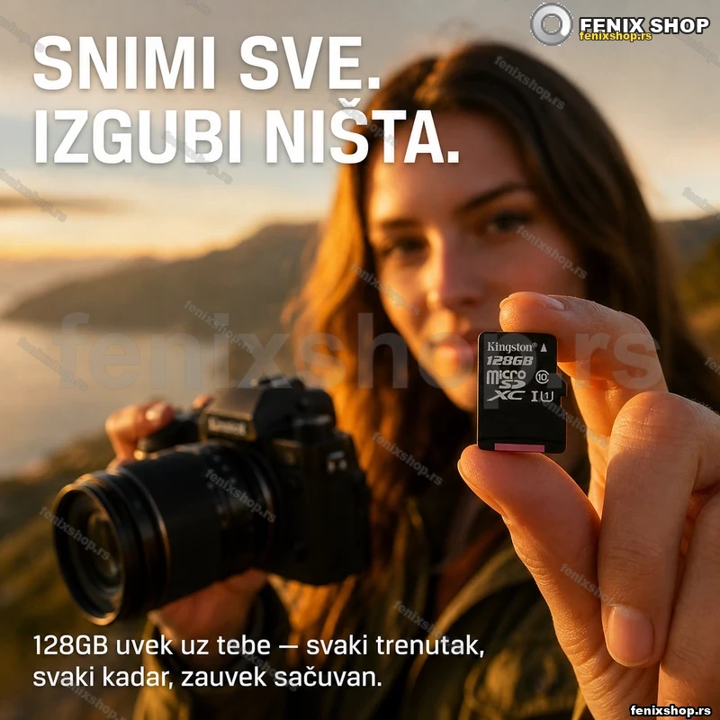 MicroSD memorijska kartica 128 GB klase 10 sa SD adapterom MicroSD memorijska kartica 128 GB klase 10 sa SD adapterom