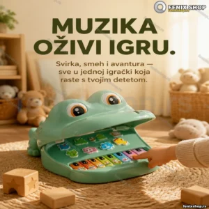 Muzička igračka klavir nilski konj sa fliperom 2u1