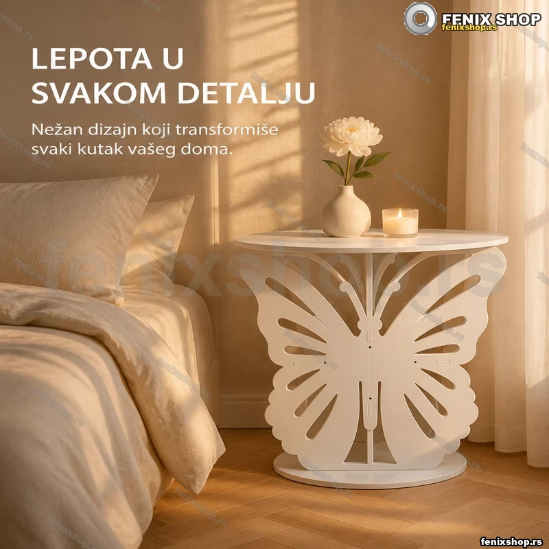 Noćni stočić Butterfly — dekorativni pomoćni stočić uz krevet