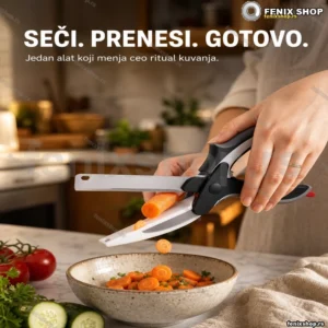 Nož sa hvataljkom 2u1 — sečko za prenos namirnica u posudu